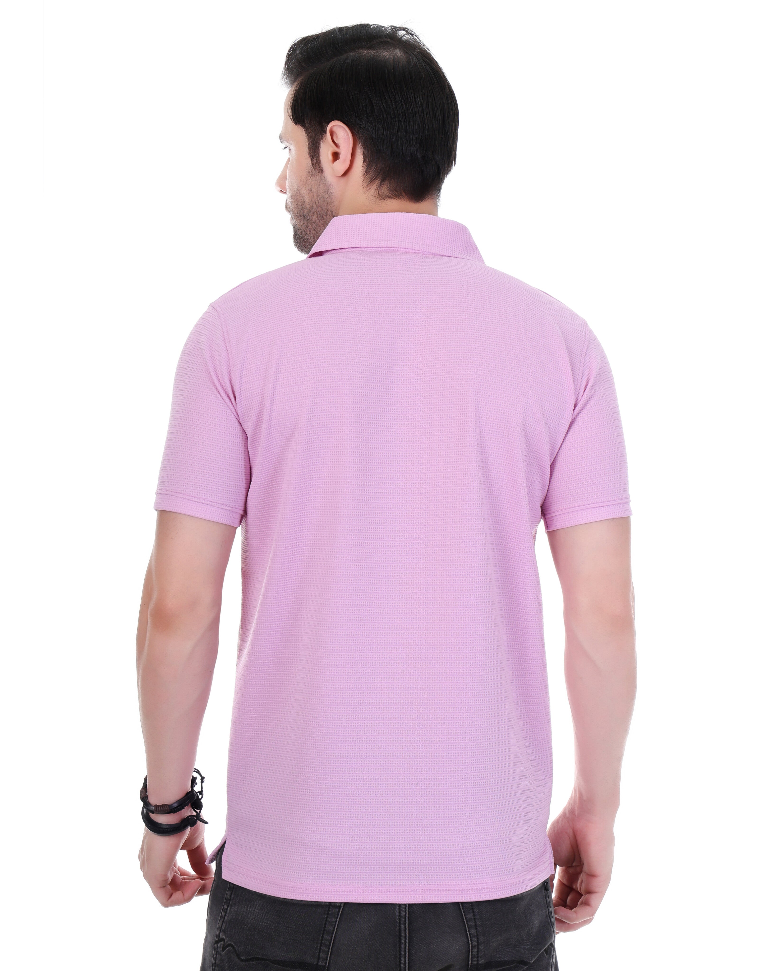 Men's Light Pink Polo T-Shirt – Slim Fit, Short Sleeves, Casual Wear