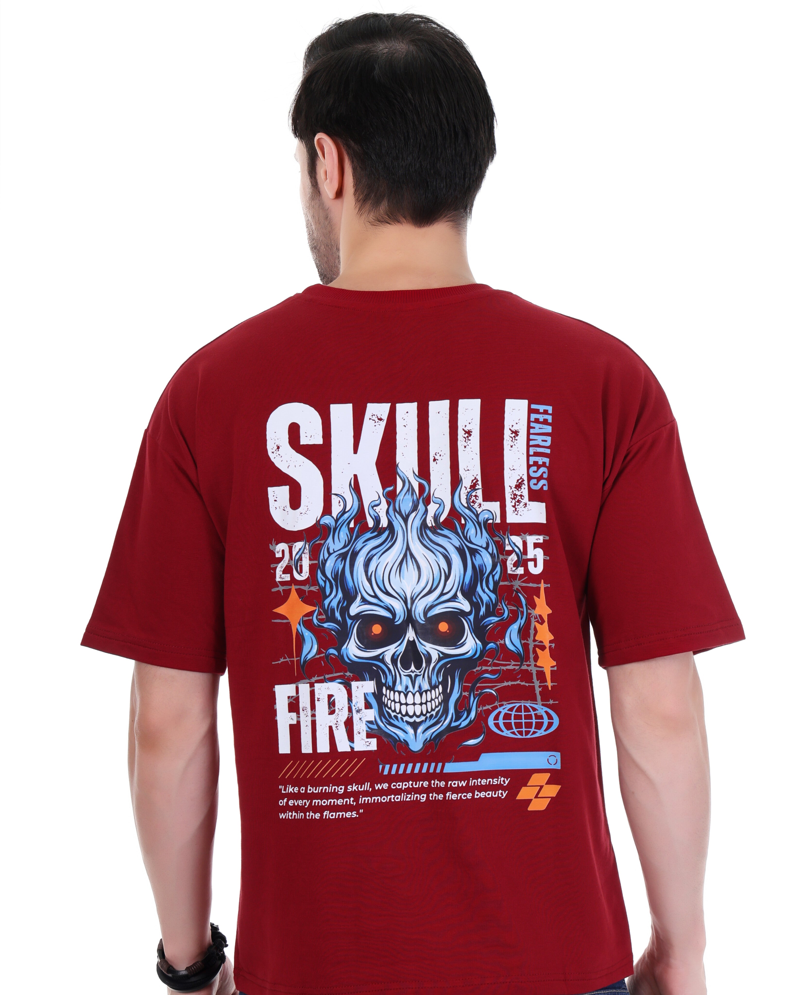 Men Solid Round Neck Cotton Dark Red T-Shirt