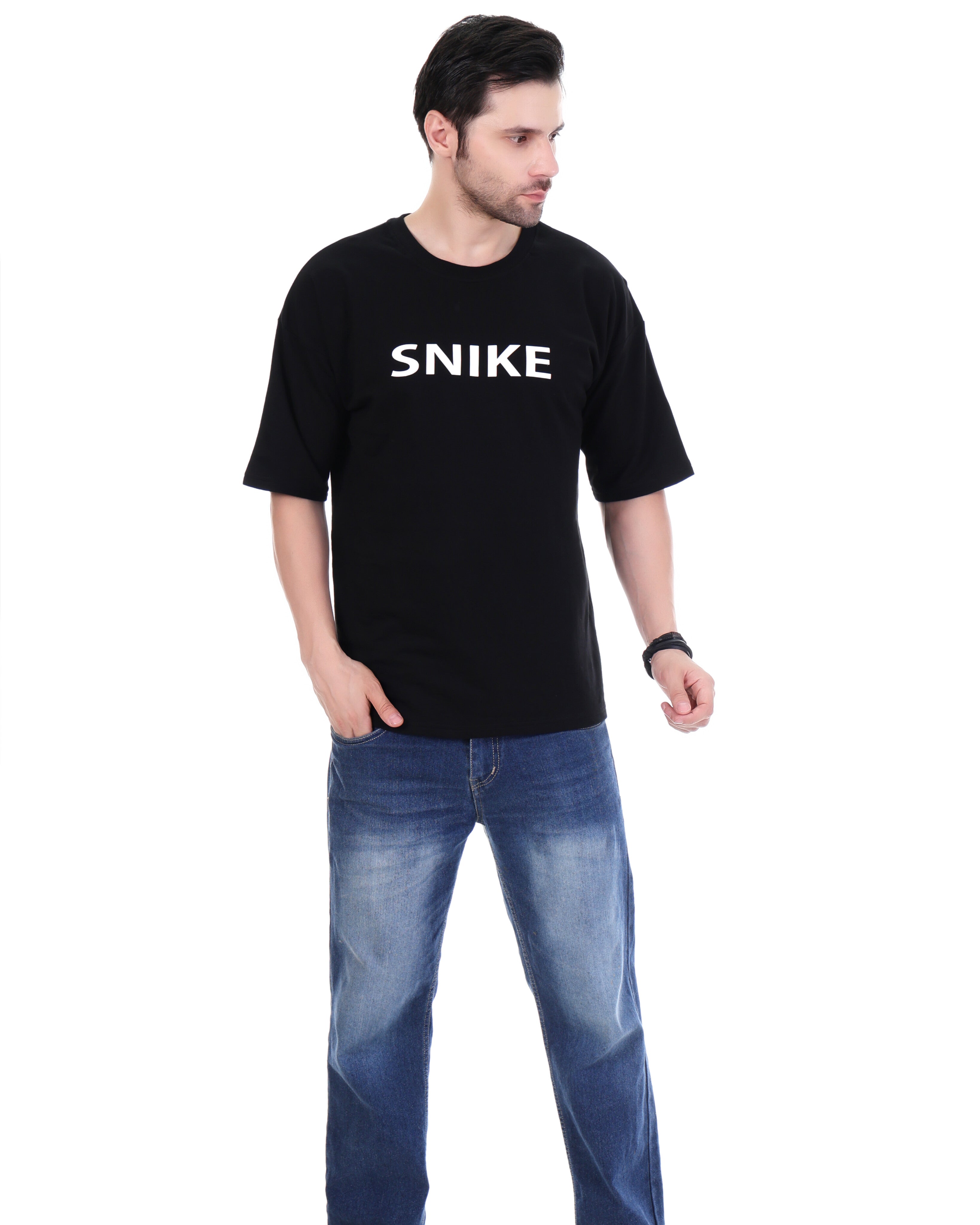 Men's Black Graphic Streetwear T-Shirt – 'SNIKE Fashion' Oversized Fit