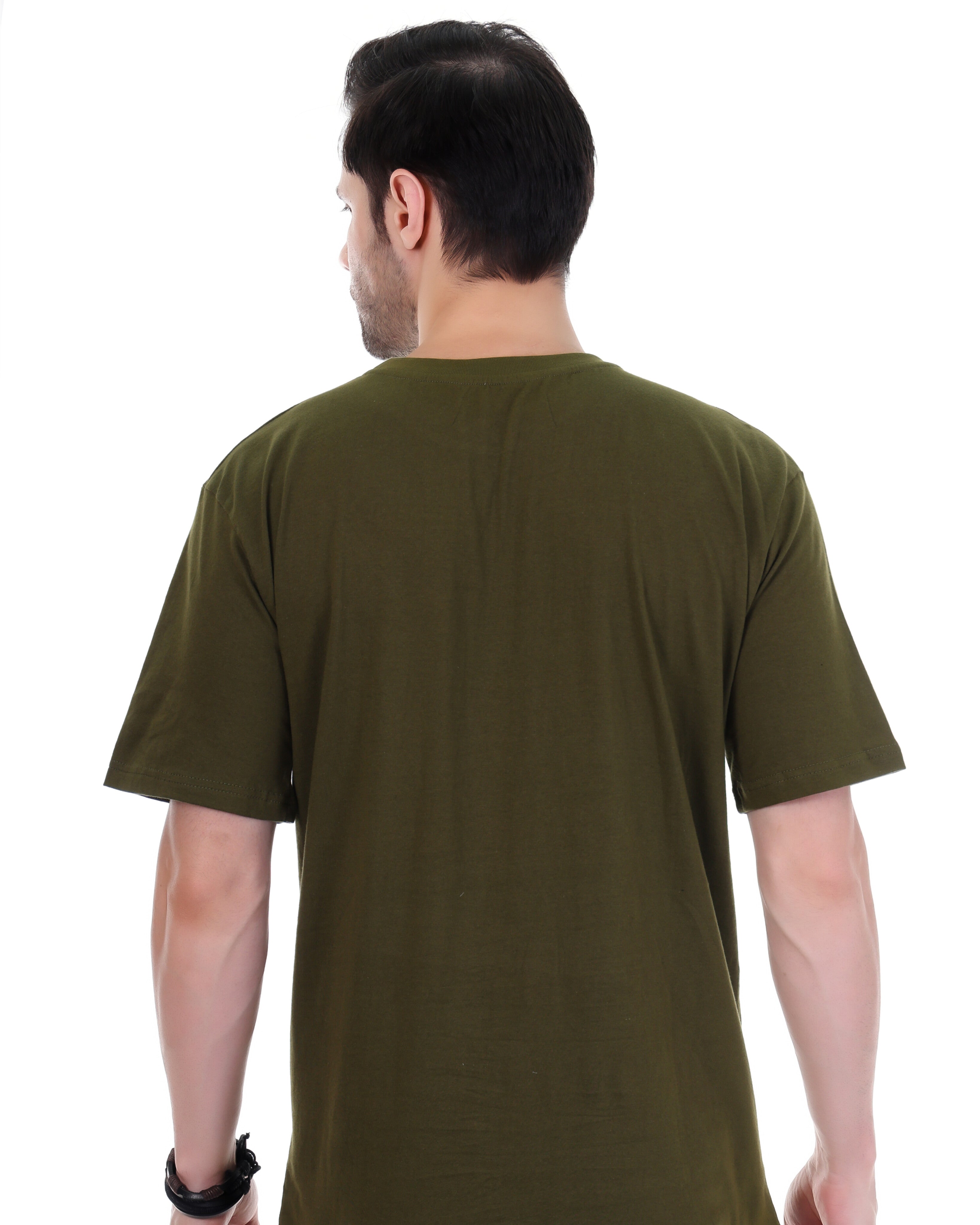 Men's Motivational Graphic T-Shirt – "Push Yourself" Slogan (Olive Green)