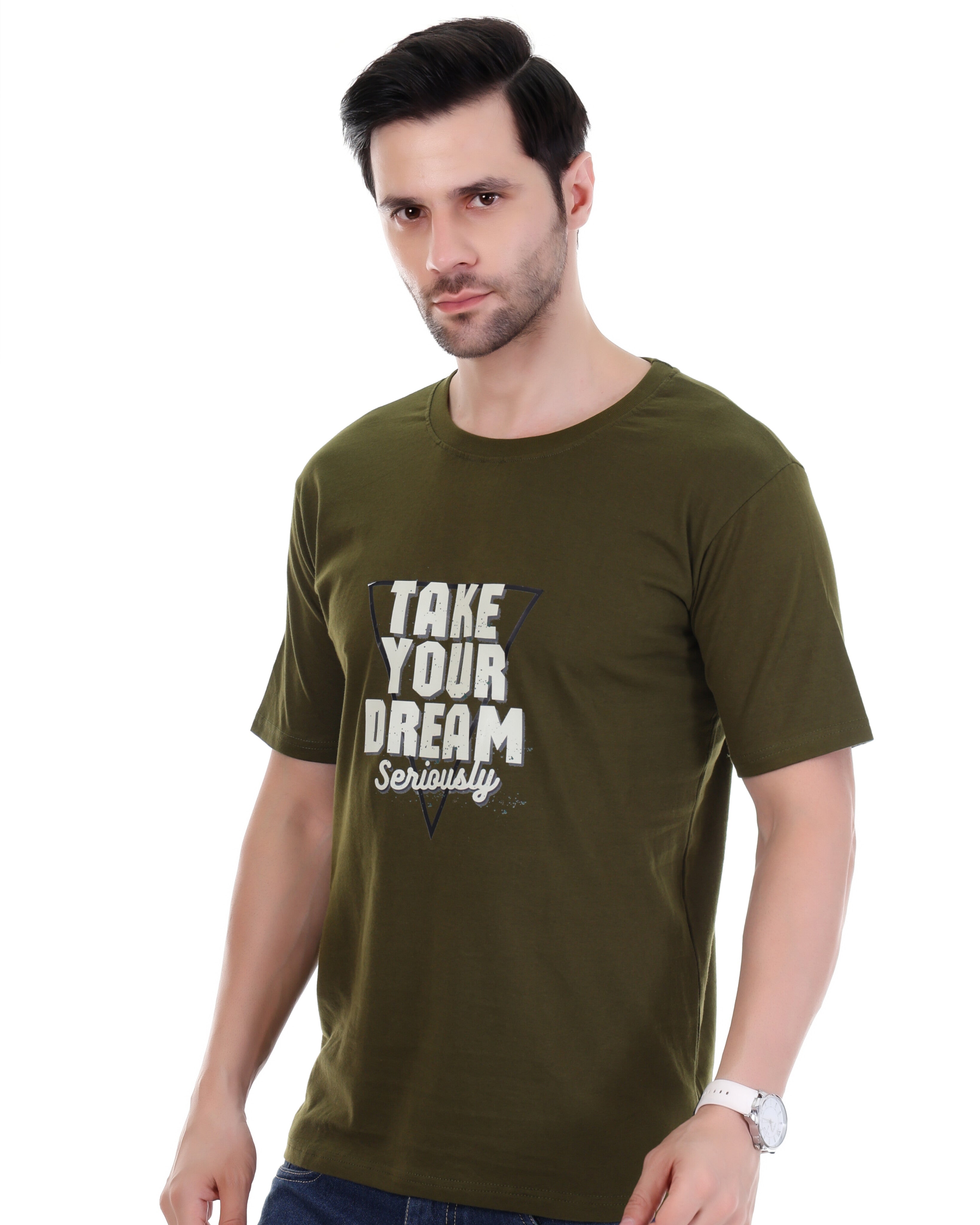 "Men's Olive Green Graphic Premium T-Shirt