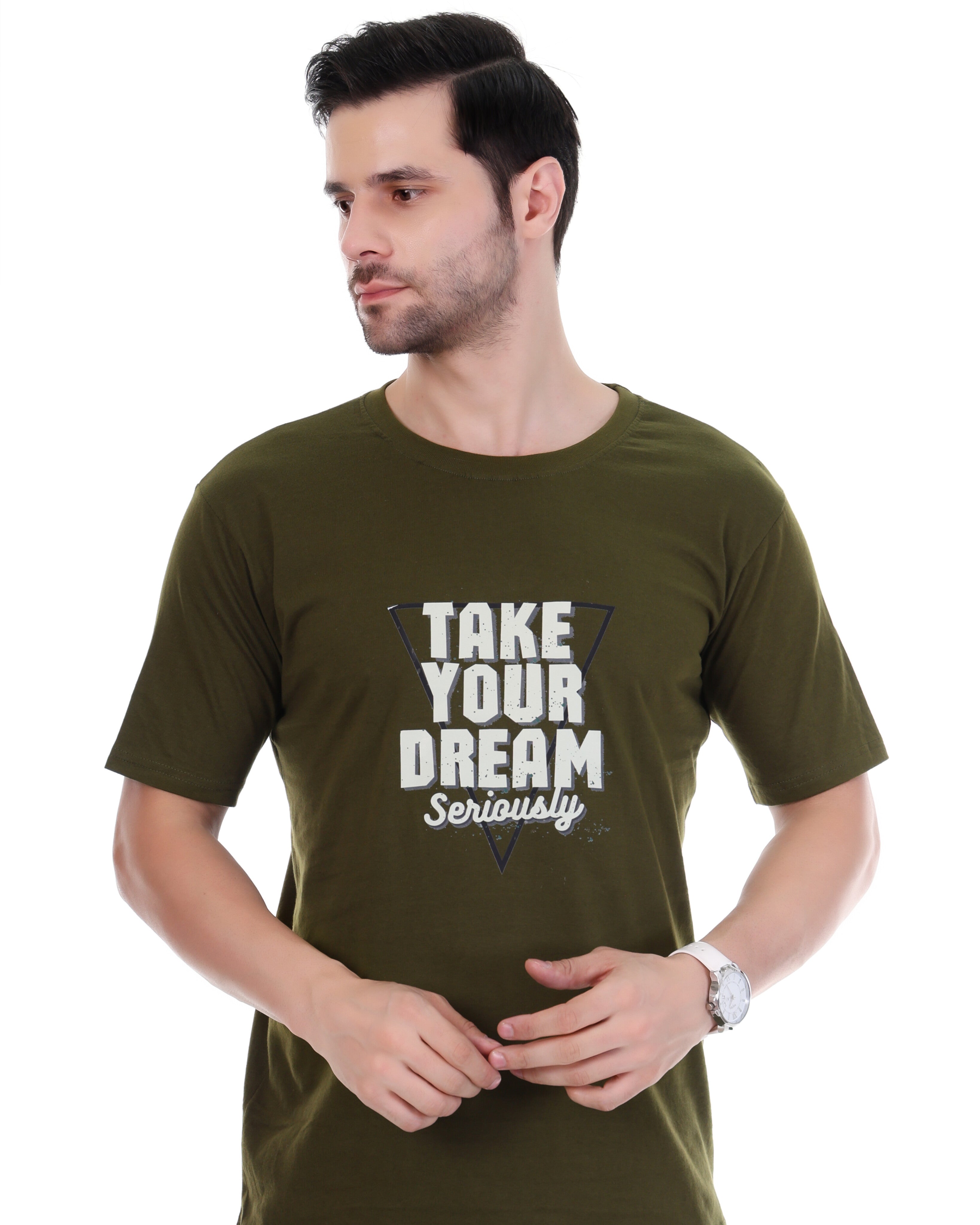 "Men's Olive Green Graphic Premium T-Shirt