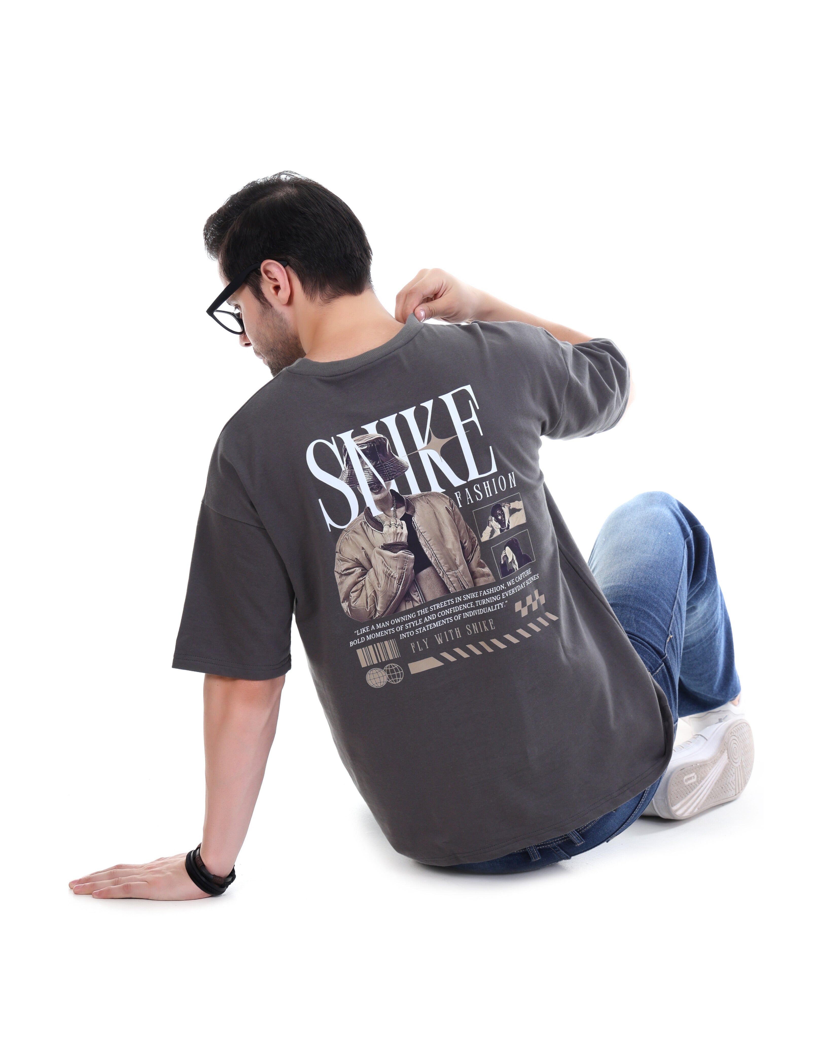 Men's Charcoal Grey "Snike Fashion" Graphic Premium T-Shirt