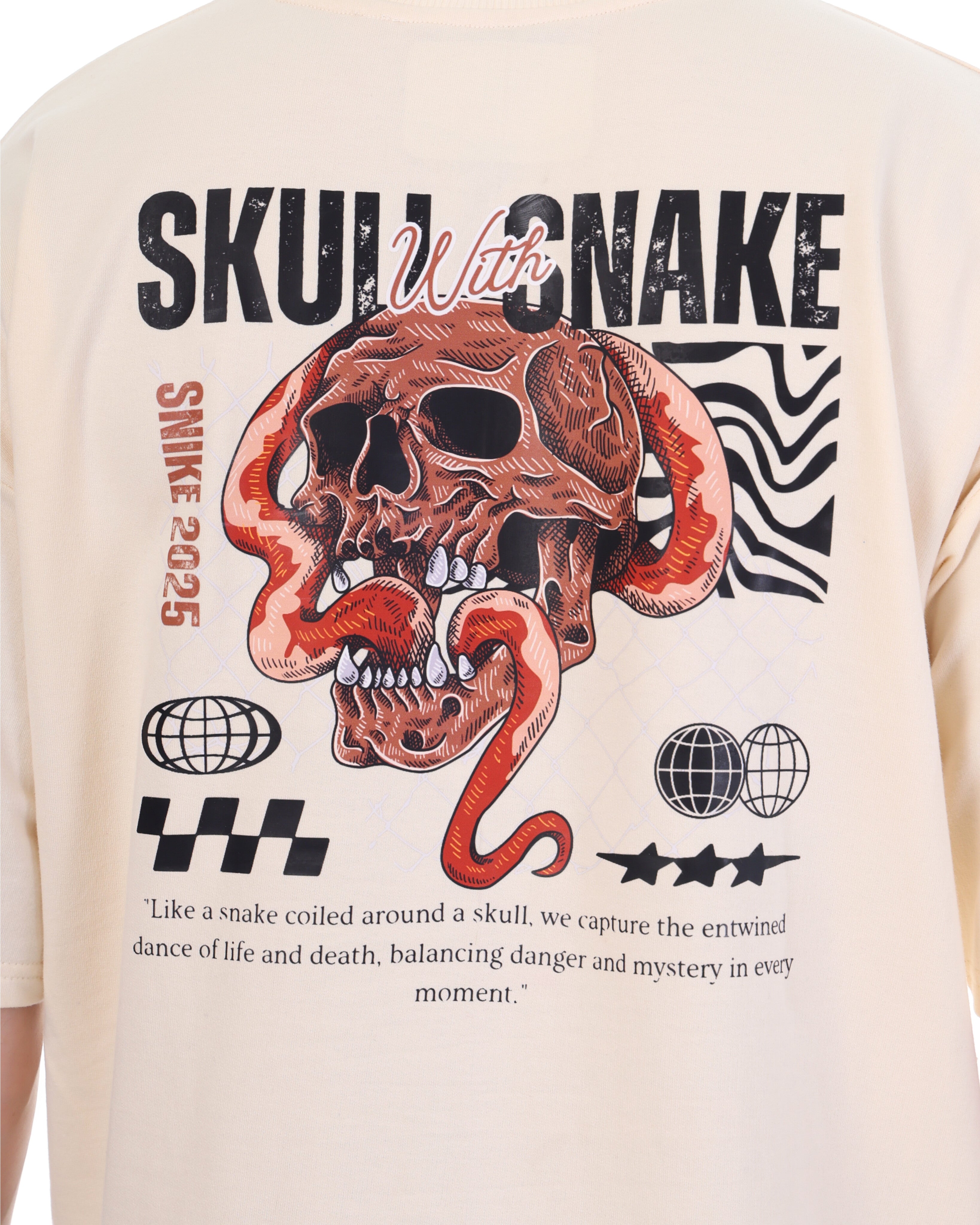 Men Solid Round Neck Cotton Beige Printed T-Shirt